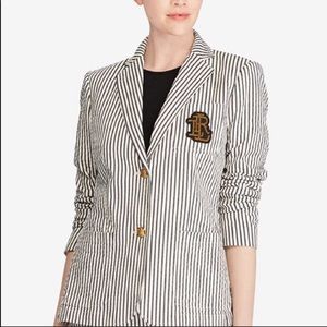 RALPH LAUREN Women's Striped Embroidered Blazer